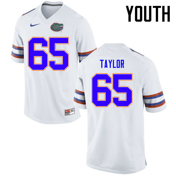 Youth Florida Gators #65 Jawaan Taylor College Football Jerseys Sale-White - Click Image to Close